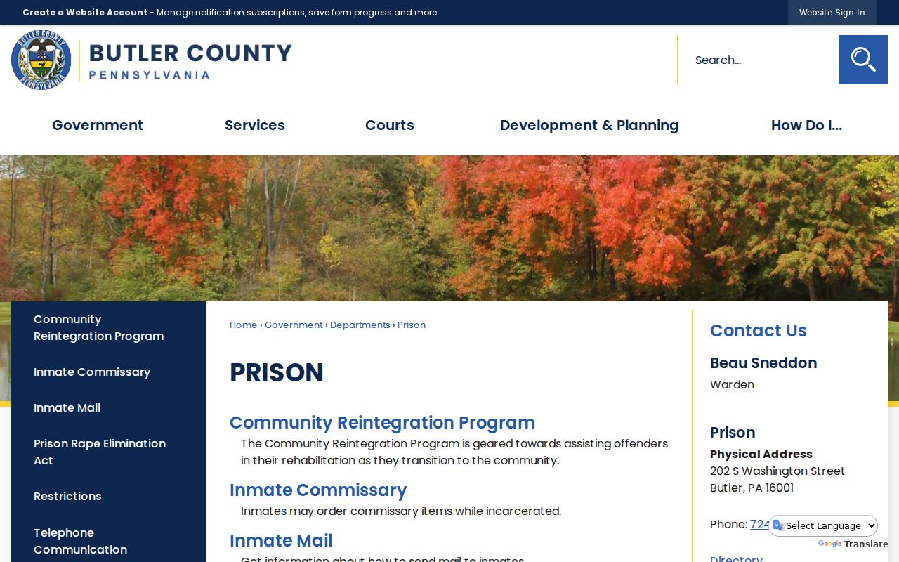 Butler County arrest history prison page