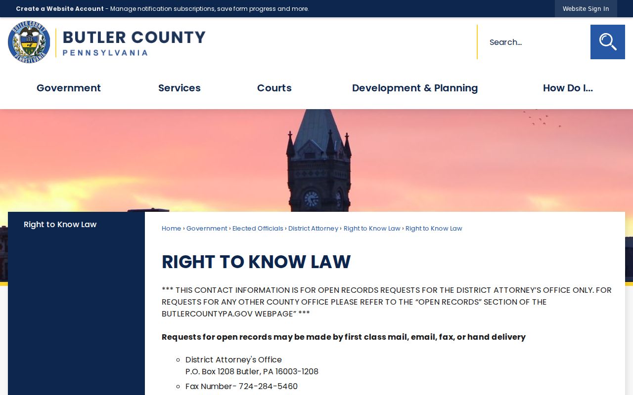 Butler County arrest investigation records request