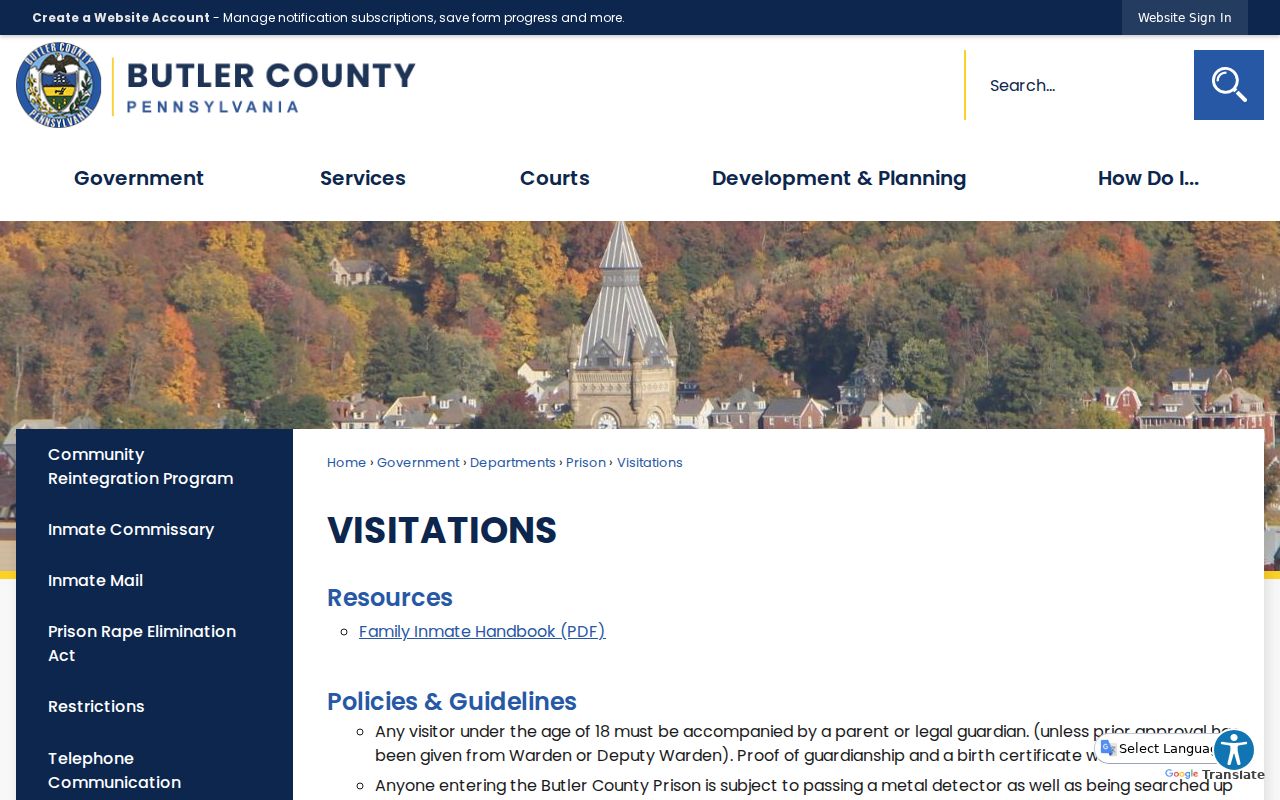 Butler County arrest custody visitation rules