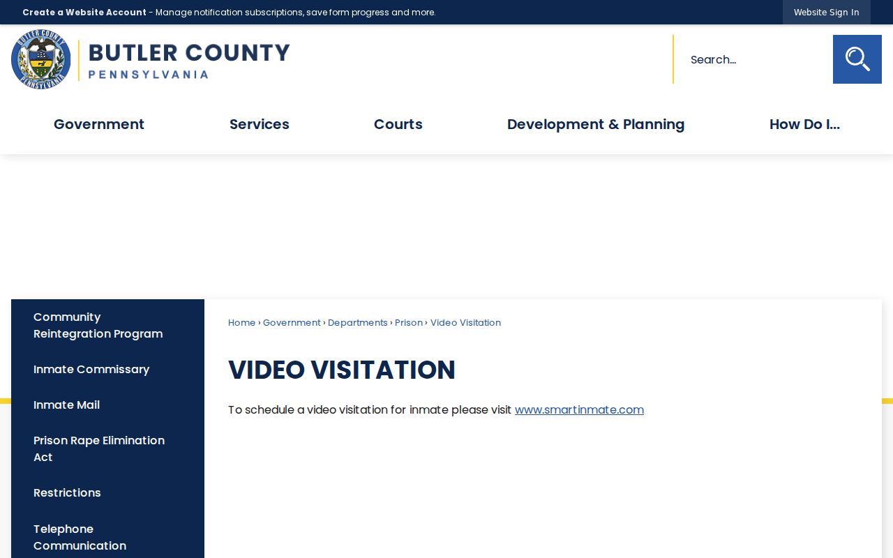 Butler County arrest custody video visitation