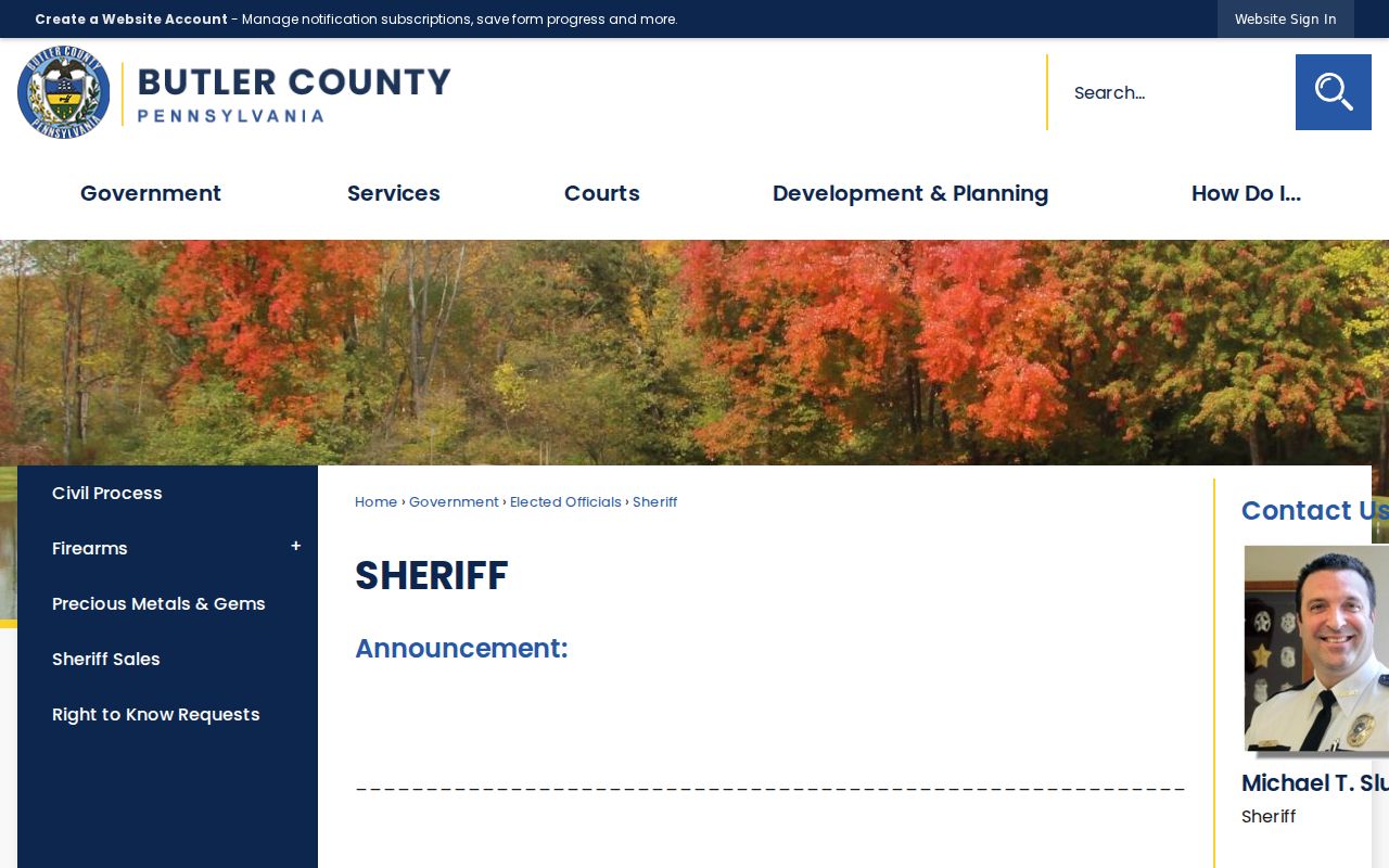Butler County Sheriff official warrant and services page